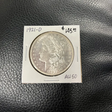 1921-D Morgan Silver Dollar AU50